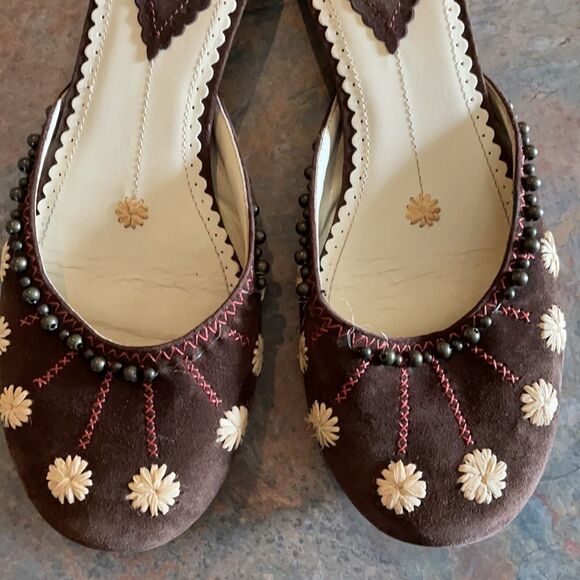 ASH 38 Brown Embroidery Mules Sandals - Picture 7 of 7